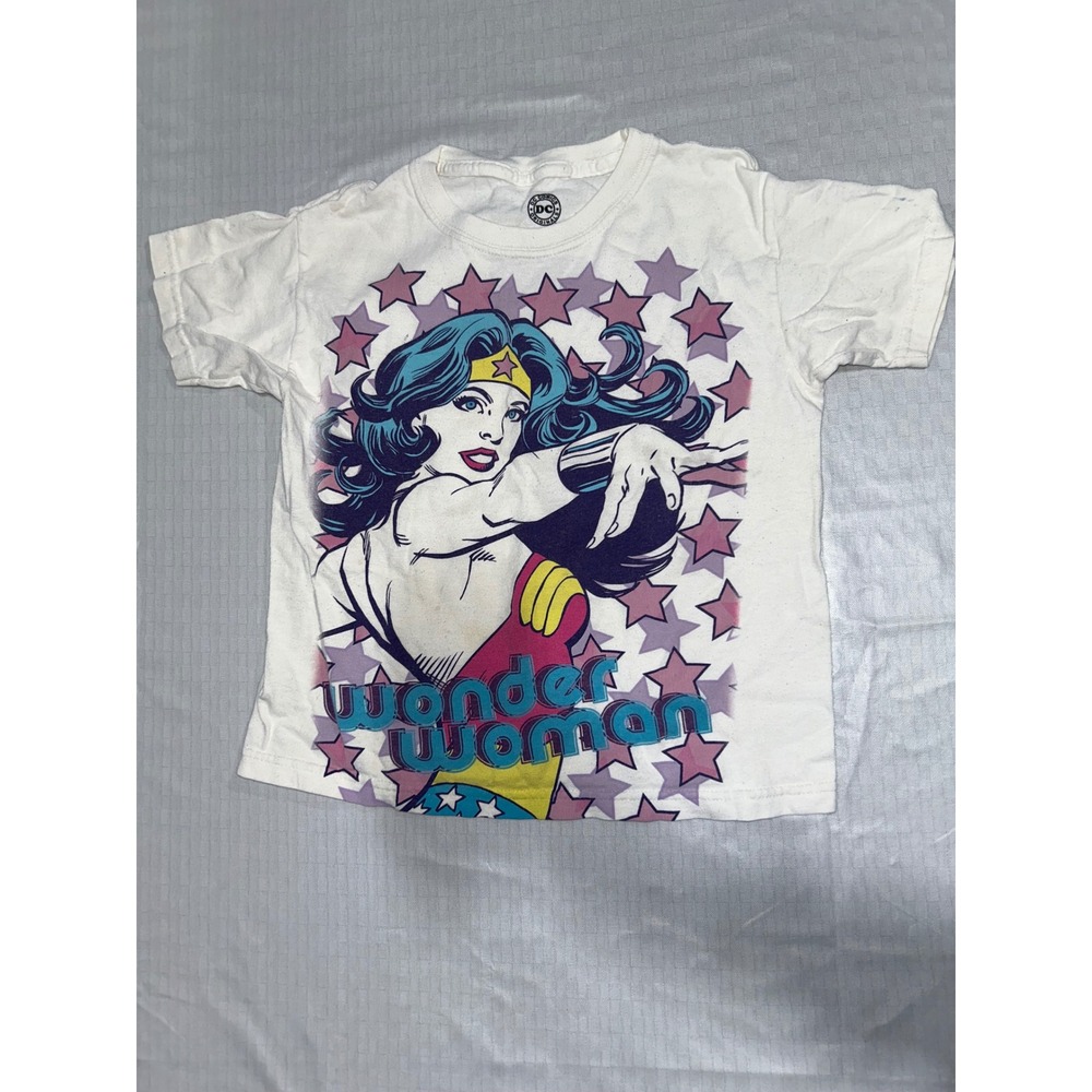 DC Comics Originals Wonder Woman Graphic T-Shirt White Stars Girls Size S‎